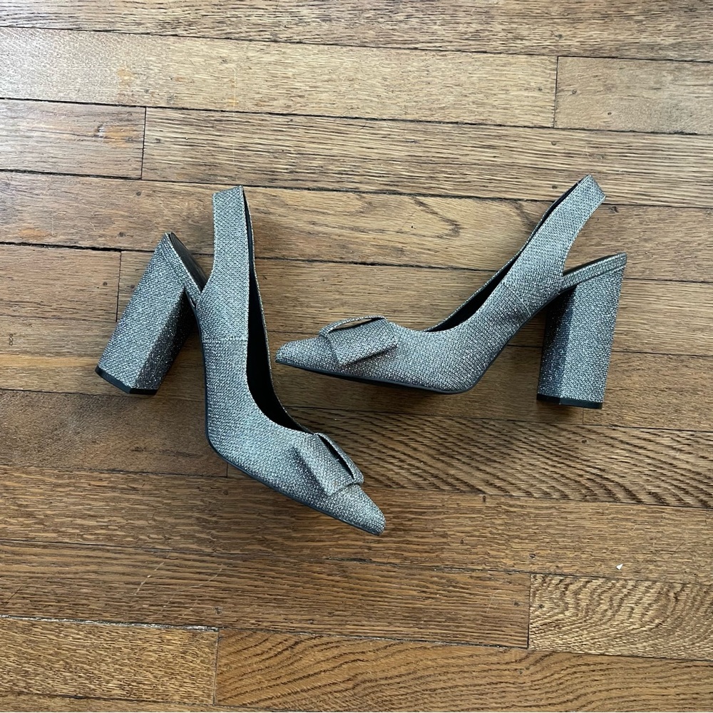 H&M Silver Glitter Heel with Bow Detail